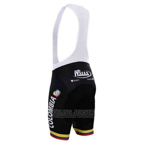 2015 Cycling Jersey Colombia Black and Yellow Short Sleeve and Bib Short